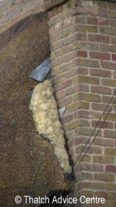 Damaged cement fillet on thatch