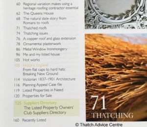 Listed Heritage Magazine issue 129 - contents thatching