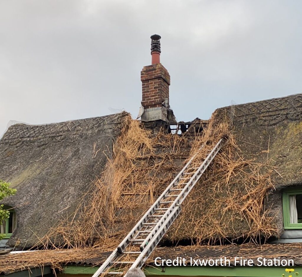 Thatch, Fire Safety and Chimney Issues Webinar - Izworth thatch fire July 2021