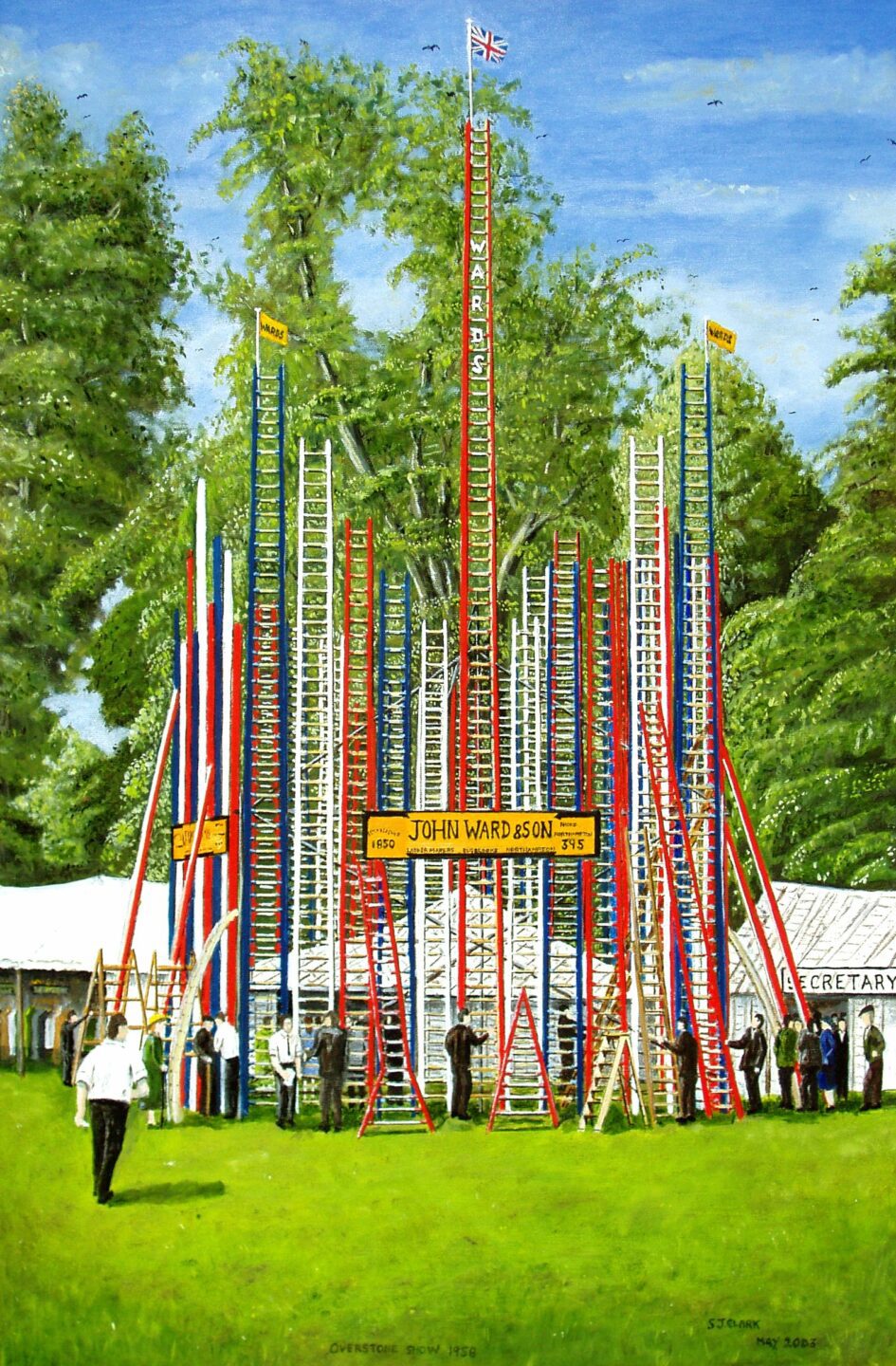 Wooden Thatching Ladders and others on a show stand